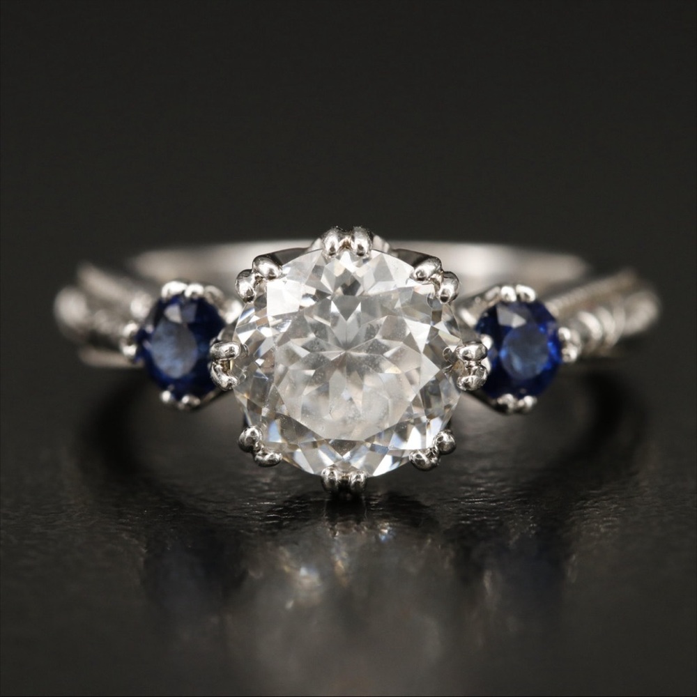 Tacori Sterling Cubic Zirconia and Sapphire Ring